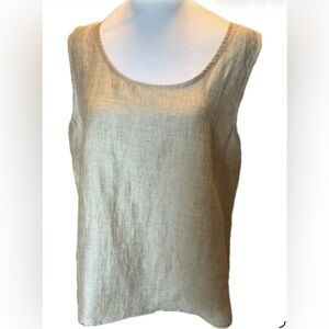 ***LOUBEN*** Chic Textured Beige Sleeveless Linen Mix Top.